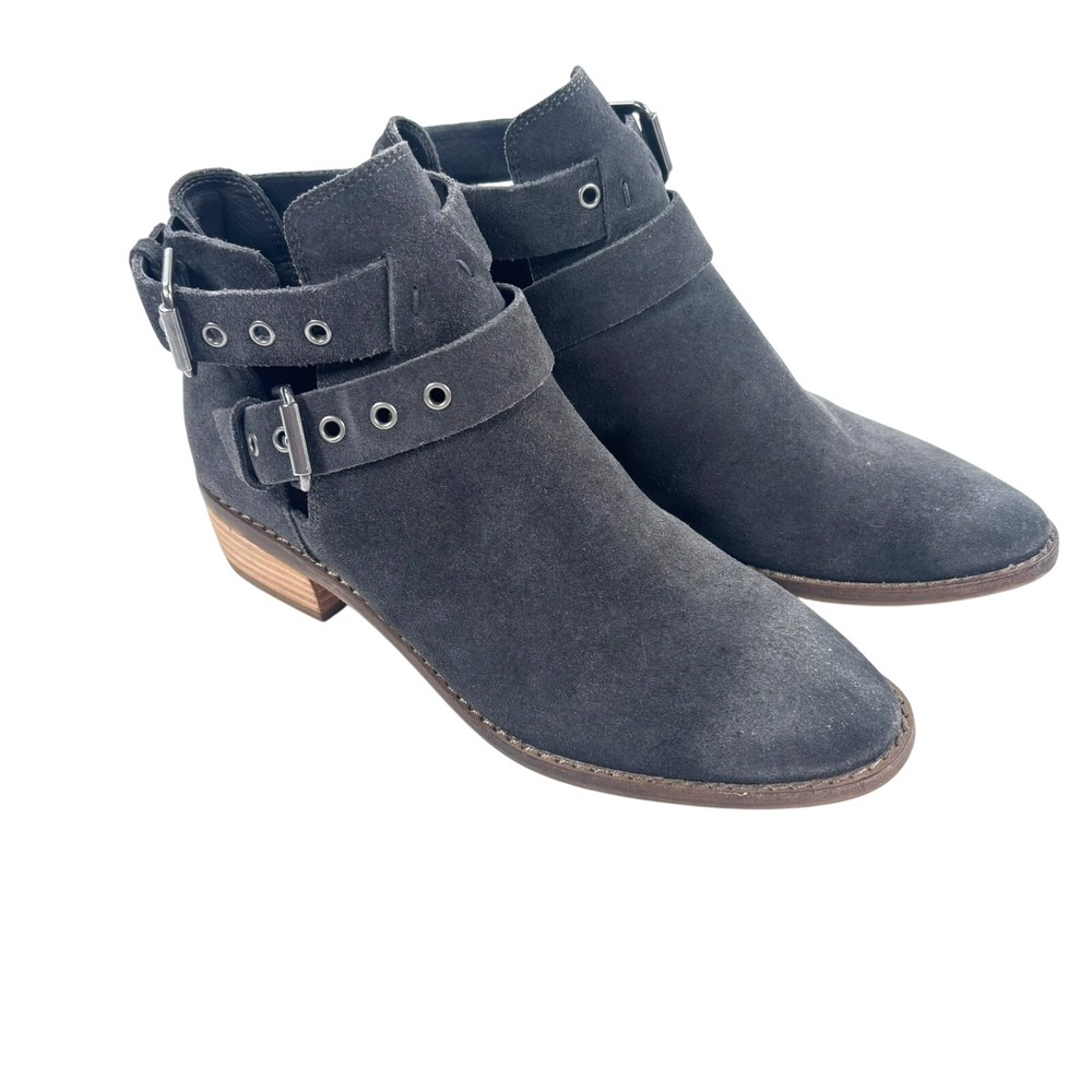 Dolce Vita Ankle Boots Suede Buckle Harness Straps Moto Western Biker Sz 8.5